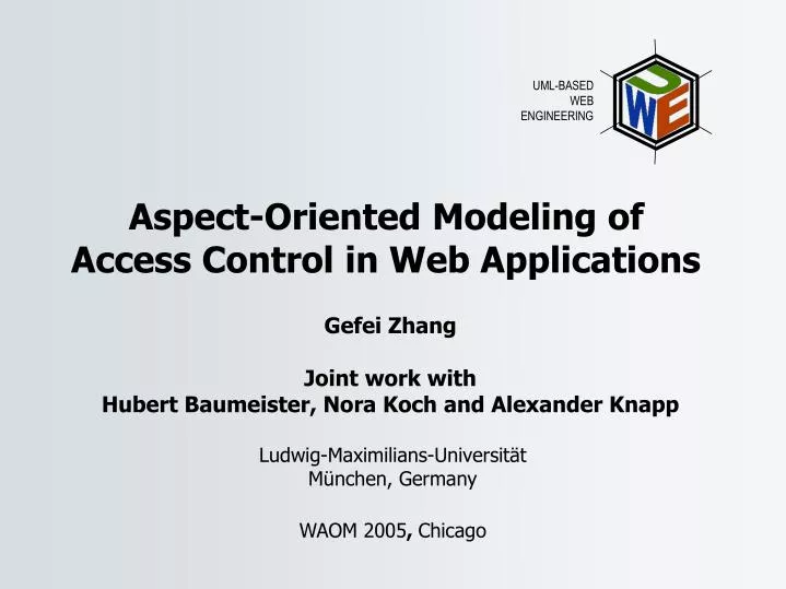 aspect oriented modeling of access control in web applications