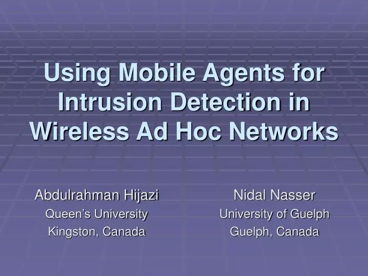 using mobile agents for intrusion detection in wireless ad hoc networks