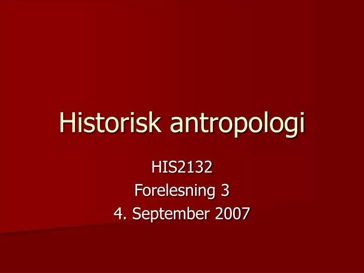 historisk antropologi