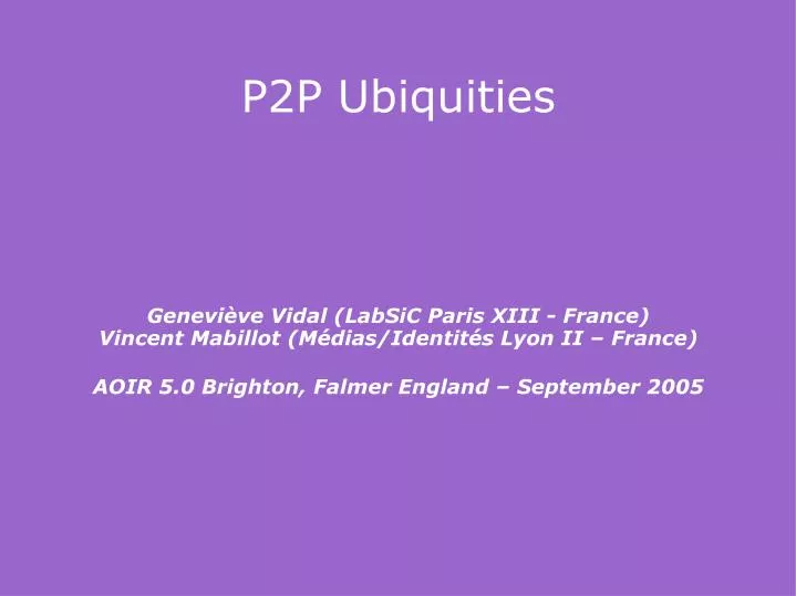 p2p ubiquities