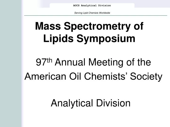mass spectrometry of lipids symposium
