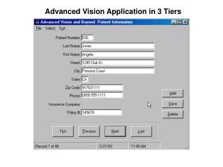 Advanced Vision Application in 3 Tiers