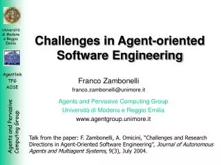 Challenges in Agent-oriented Software Engineering