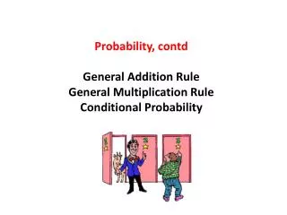 Probability, contd General Addition Rule General Multiplication Rule Conditional Probability