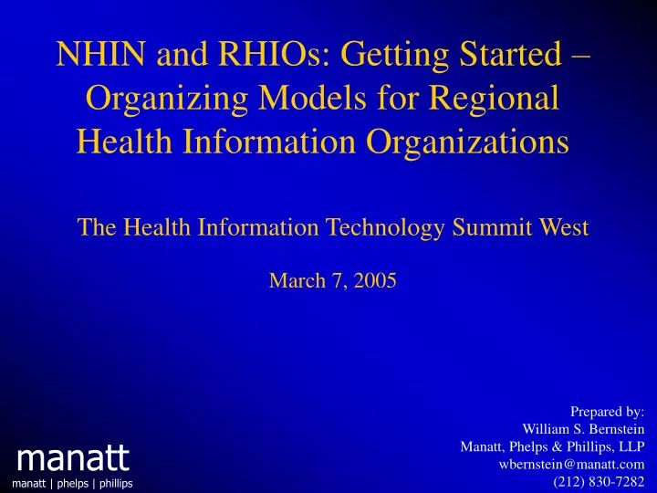 nhin and rhios getting started organizing models for regional health information organizations