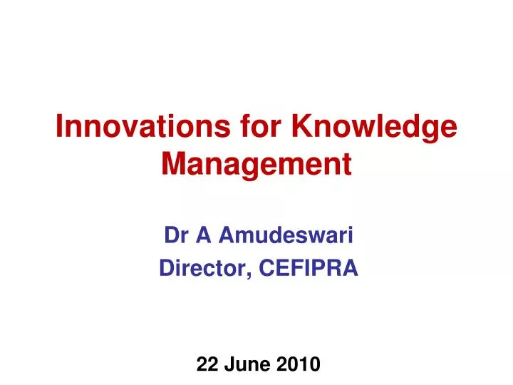 innovations for knowledge management