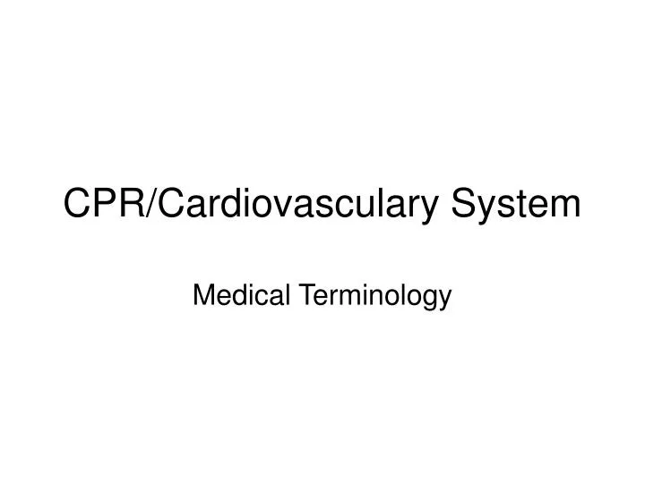 cpr cardiovasculary system