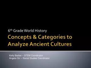 Concepts &amp; Categories to Analyze Ancient Cultures