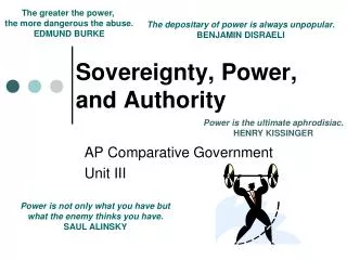 Sovereignty, Power, and Authority