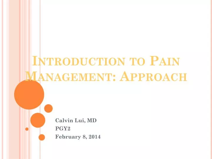 introduction to pain management approach