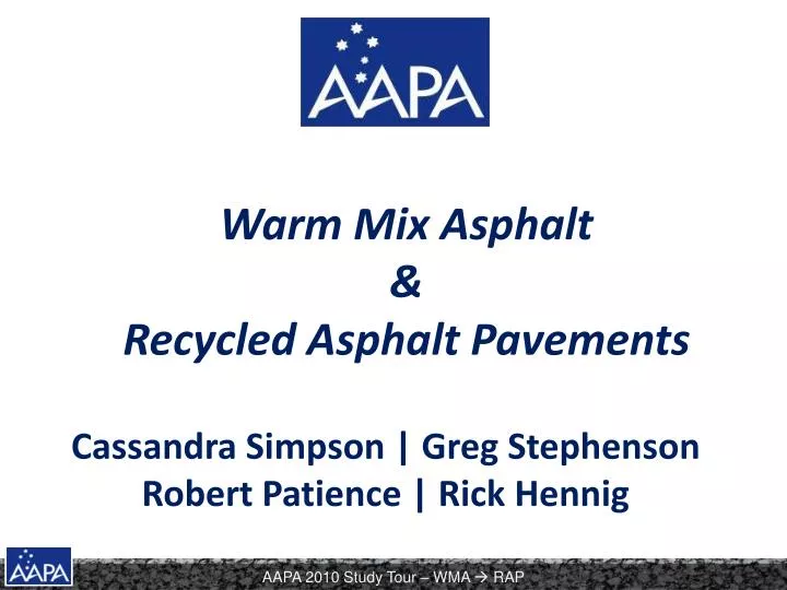 warm mix asphalt recycled asphalt pavements