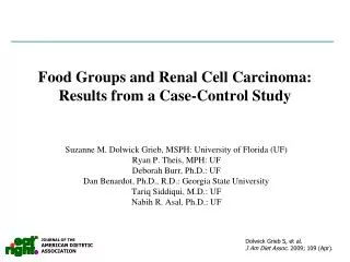 Food Groups and Renal Cell Carcinoma: Results from a Case-Control Study