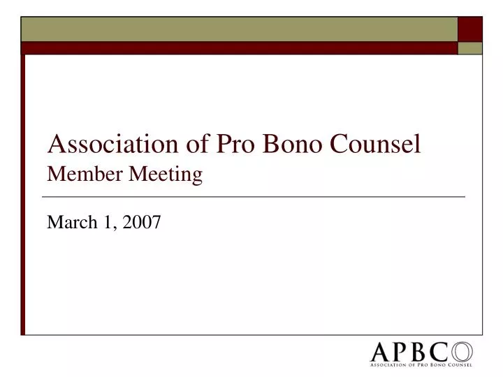 association of pro bono counsel member meeting