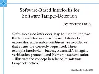 Software-Based Interlocks for Software Tamper-Detection