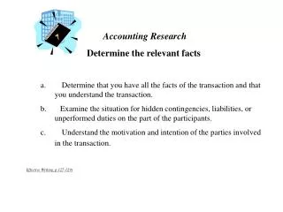 Accounting Research Determine the relevant facts
