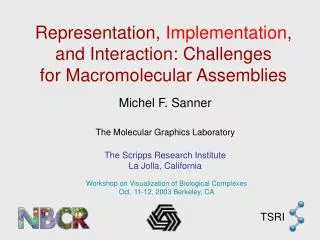 Representation, Implementation , and Interaction: Challenges for Macromolecular Assemblies