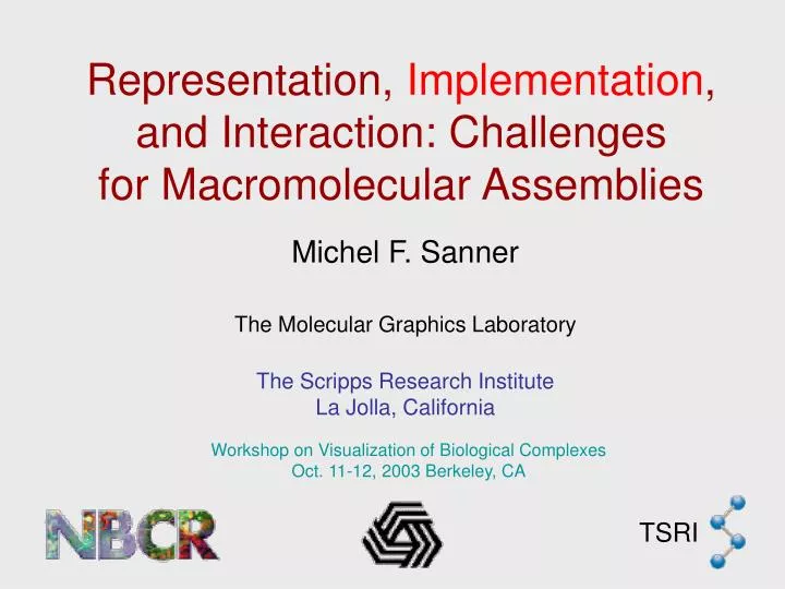 representation implementation and interaction challenges for macromolecular assemblies