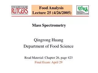 Food Analysis Lecture 25 (4/26/2005)