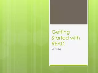 Getting Started with READ