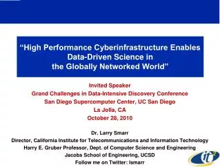 Invited Speaker Grand Challenges in Data-Intensive Discovery Conference