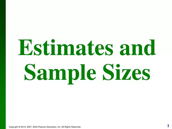estimates and sample sizes