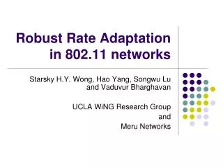 Robust Rate Adaptation in 802.11 networks