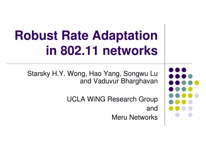 robust rate adaptation in 802 11 networks