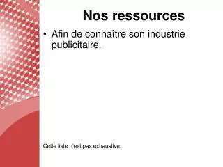 Nos ressources