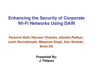 Enhancing the Security of Corporate Wi-Fi Networks Using DAIR
