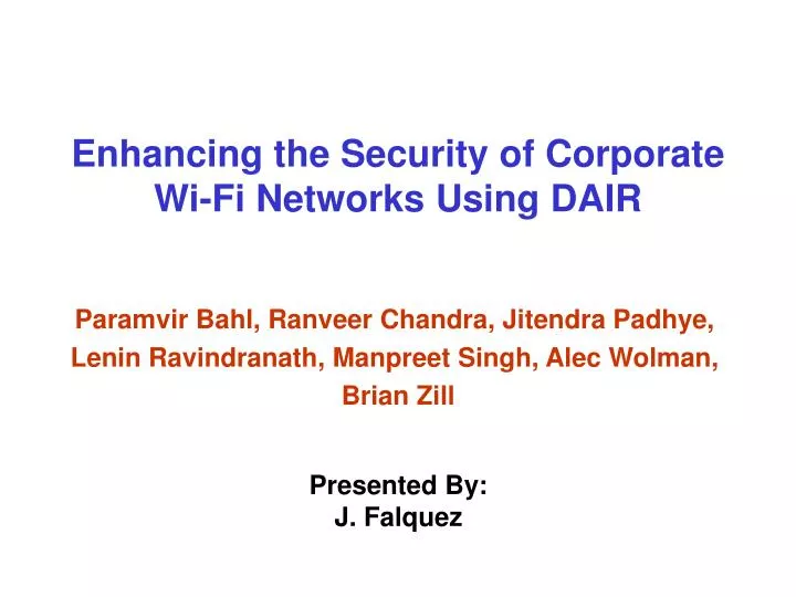 enhancing the security of corporate wi fi networks using dair