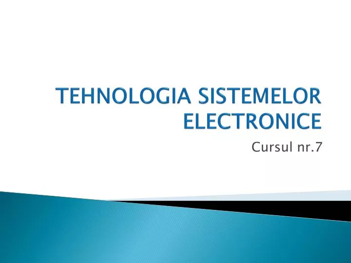 tehnologia sistemelor electronice