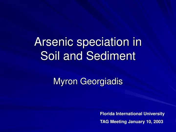 arsenic speciation in soil and sediment