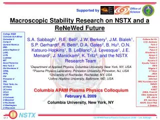 Macroscopic Stability Research on NSTX and a ReNeWed Future