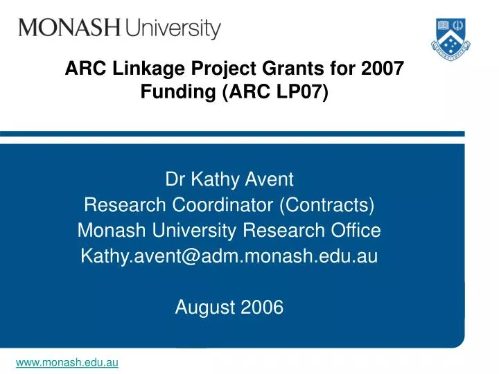arc linkage project grants for 2007 funding arc lp07