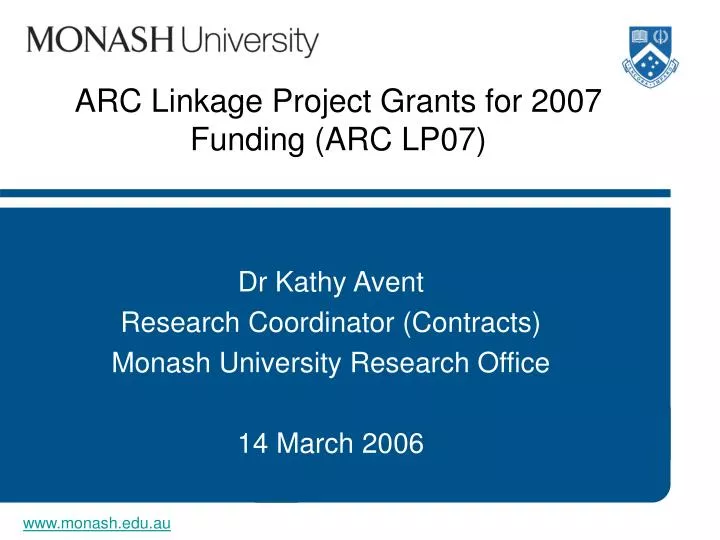arc linkage project grants for 2007 funding arc lp07
