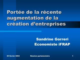 port e de la r cente augmentation de la cr ation d entreprises