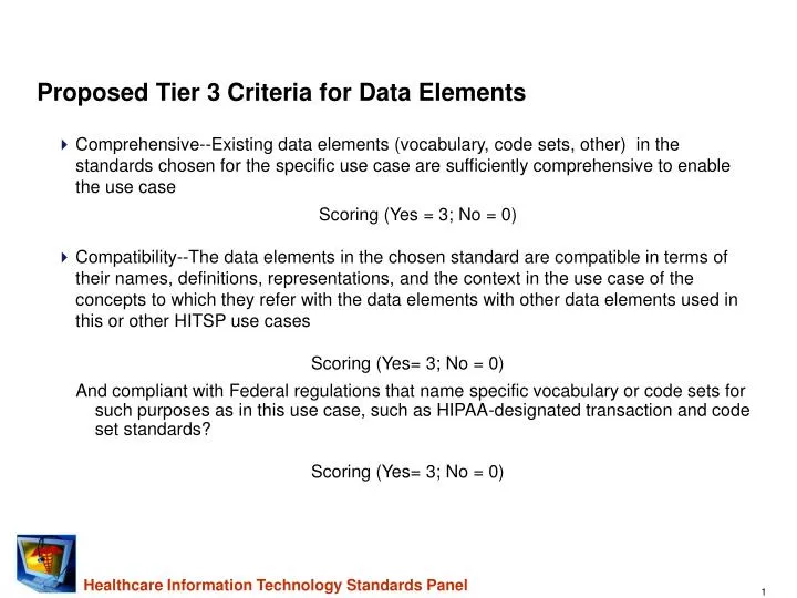 proposed tier 3 criteria for data elements