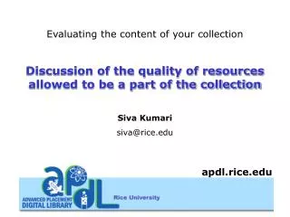 Evaluating the content of your collection