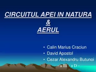 CIRCUITUL APEI IN NATURA &amp; AERUL