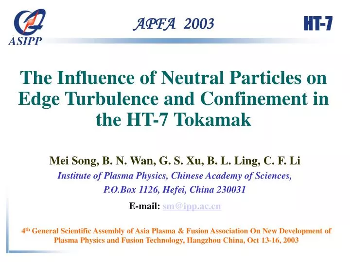 the influence of neutral particles on edge turbulence and confinement in the ht 7 tokamak
