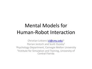 Mental Models for Human-Robot Interaction