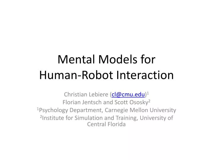 mental models for human robot interaction