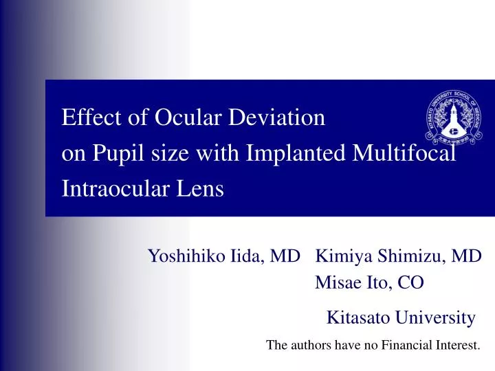 effect of ocular deviation on pupil size with implanted multifocal intraocular lens