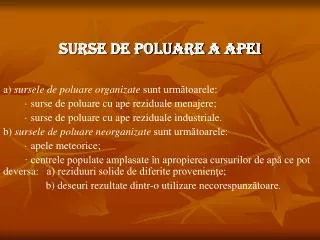 surse de poluare a apei