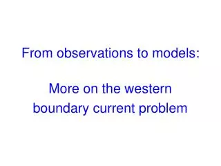 From observations to models: