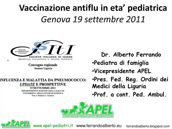 vaccinazione antiflu in eta pediatrica genova 19 settembre 2011