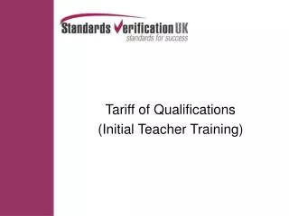 Tariff of Qualifications (Initial Teacher Training)