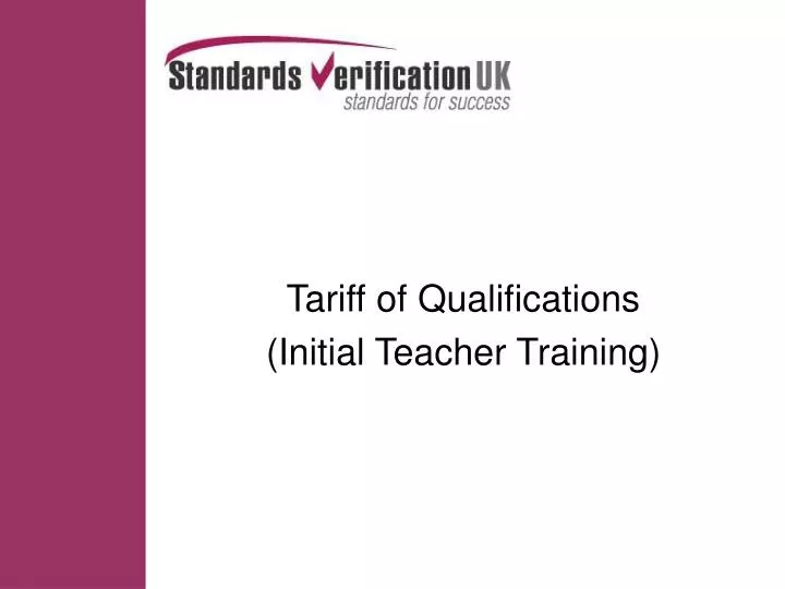 tariff of qualifications initial teacher training