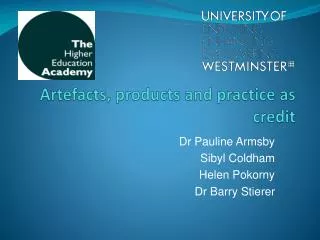 Artefacts, products and practice as credit