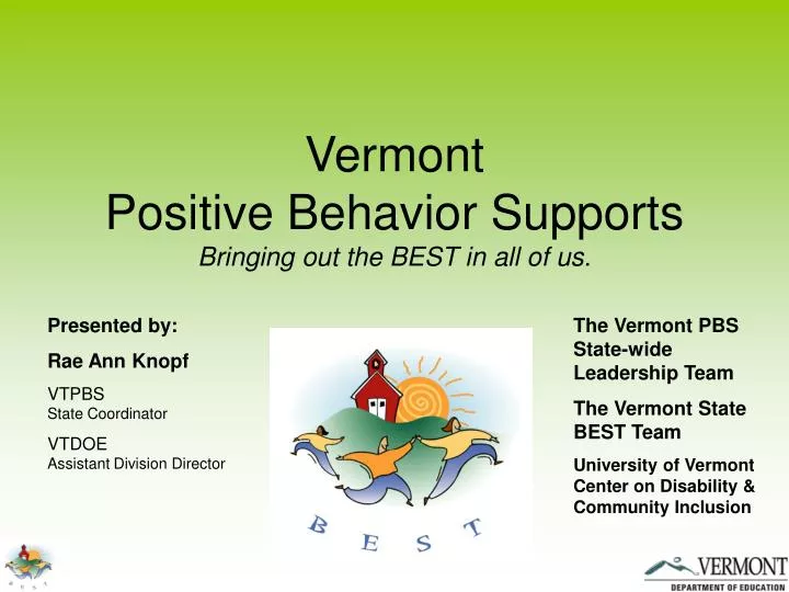 vermont positive behavior supports bringing out the best in all of us